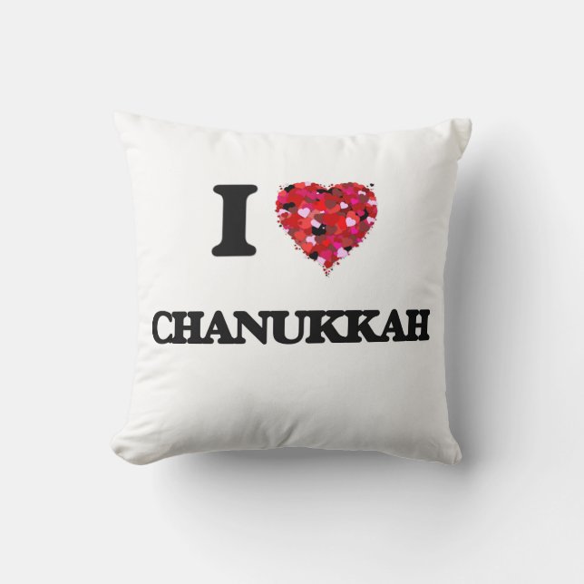 I love Chanukkah Throw Pillow (Front)