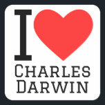 I love Charles darwin Square Sticker<br><div class="desc">I love charles Darwin ,  for science lovers</div>