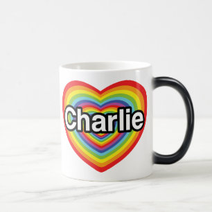 I love Charlie: rainbow heart Magic Mug