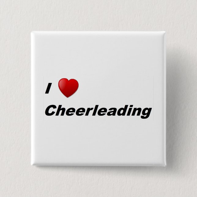 I Love Cheerleading 2 Inch Square Button (Front)