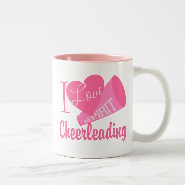 I Love Cheerleading Two-Tone Coffee Mug (Right)