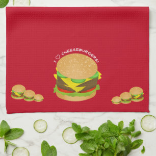 I Love Cheeseburgers Kitchen Towel