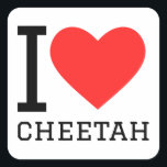 I love cheetah  square sticker<br><div class="desc">I love cheetah ,  for animal kingdom lovers</div>