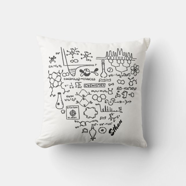 I Love Chemistry Chemist Personalized Gift Throw Pillow (Front)