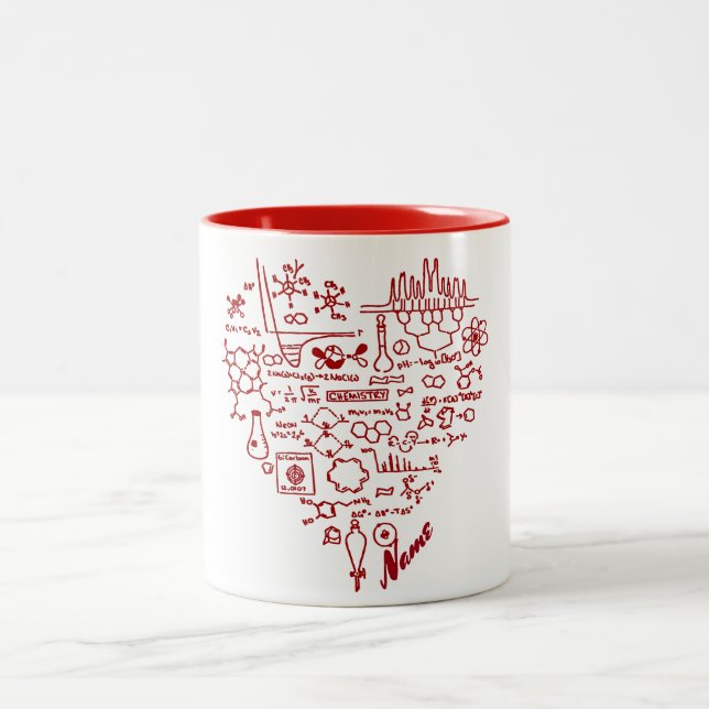 I Love Chemistry Chemist Personalized Two-Tone Coffee Mug (Center)
