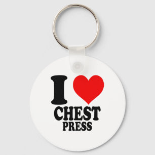 I Love Chest Press Keychain