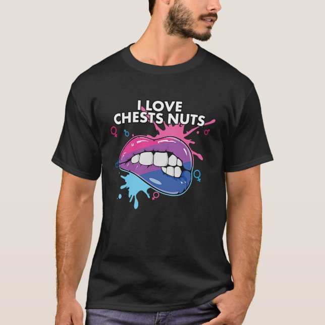 I Love Chests Nuts Bisexual Pride Bisexuality LGBT T-Shirt (Front)