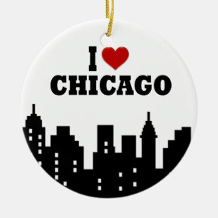 I Love Chicago Ceramic Ornament