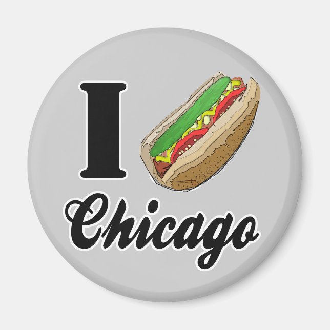 I Love Chicago Hot Dogs Refrigerator Magnet (Devant)