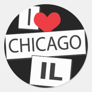 I Love Chicago IL Classic Round Sticker