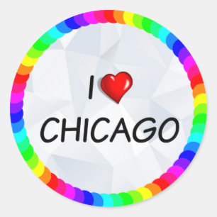 I Love Chicago, text design Classic Round Sticker