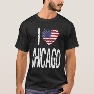 I Love Chicago With American Flag T-Shirt