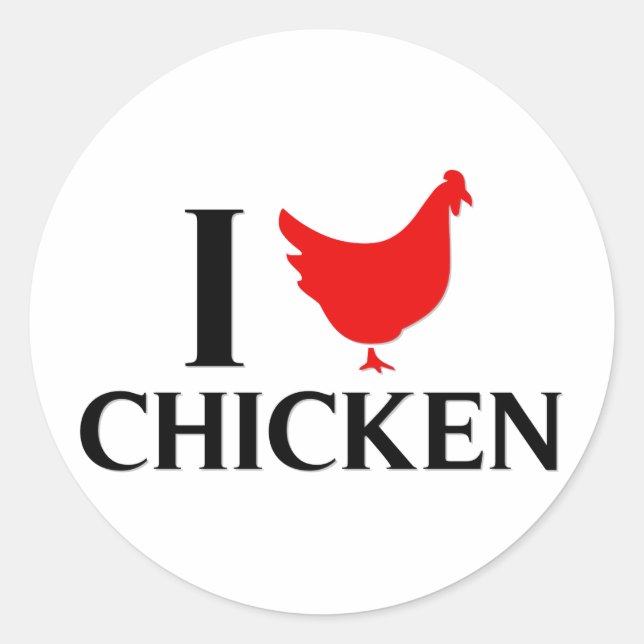 I Love Chicken Classic Round Sticker (Front)