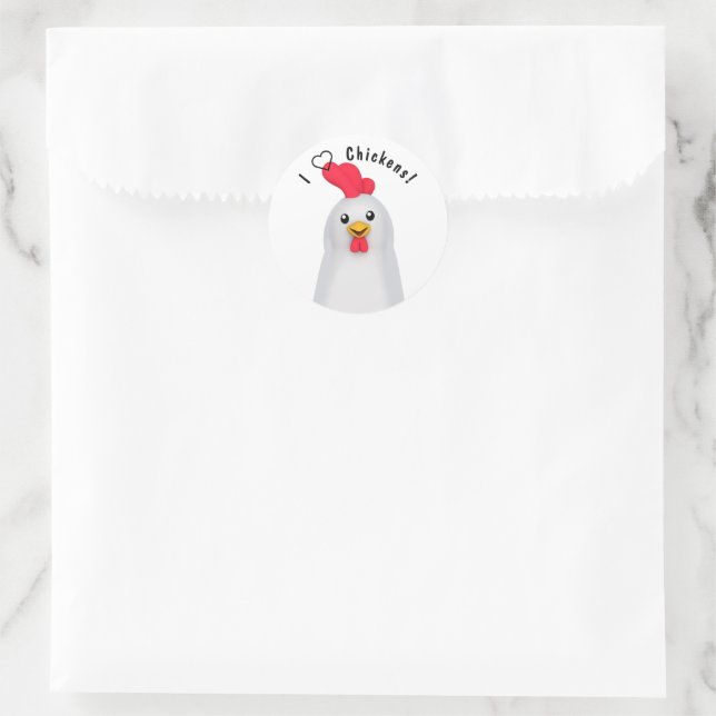 I Love Chickens! Classic Round Sticker (Bag)