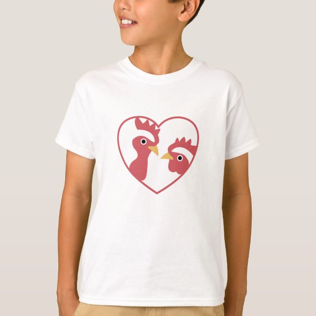 I Love Chickens Cute Chickens In Heart Rooster T-Shirt (Front)