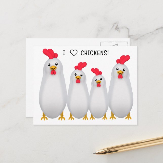 I Love Chickens! Postcard (Front/Back In Situ)
