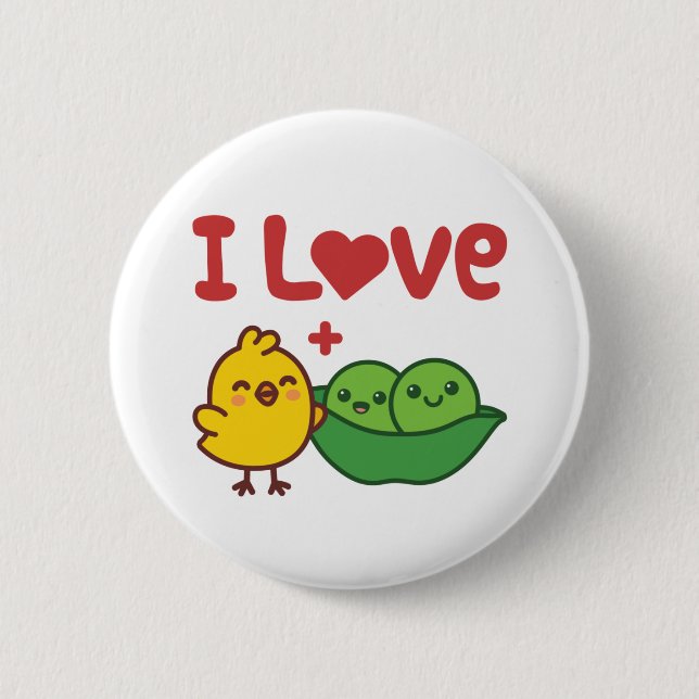 I Love Chickpeas Hummus Kawaii 2 Inch Round Button (Front)