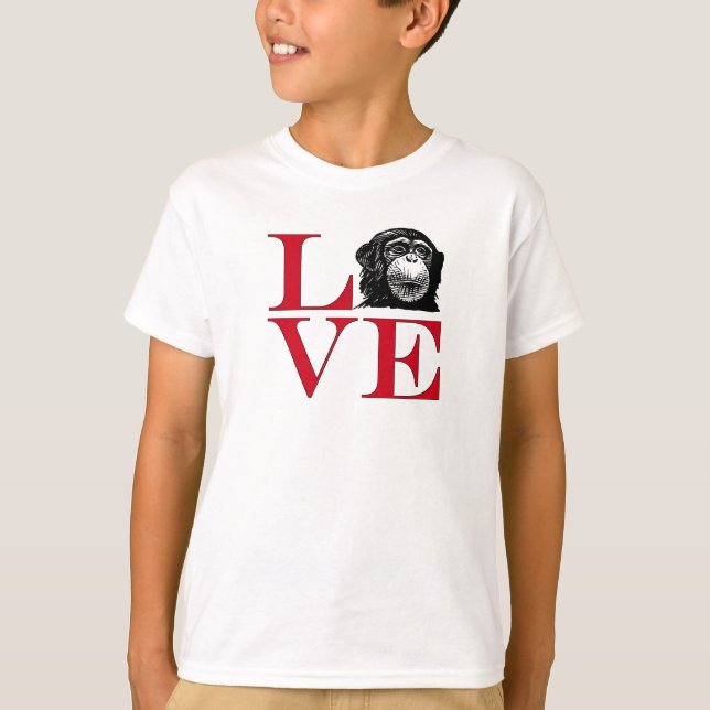 I Love Chimps - Light Coloured Tee (Front)