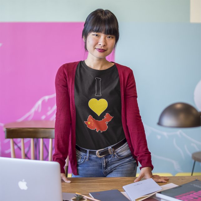 I Love China Vertical I Heart Chinese Flag Map T-Shirt (Creator Uploaded)