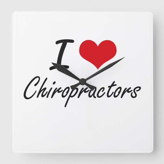 I love Chiropractors Square Wall Clock (Front)