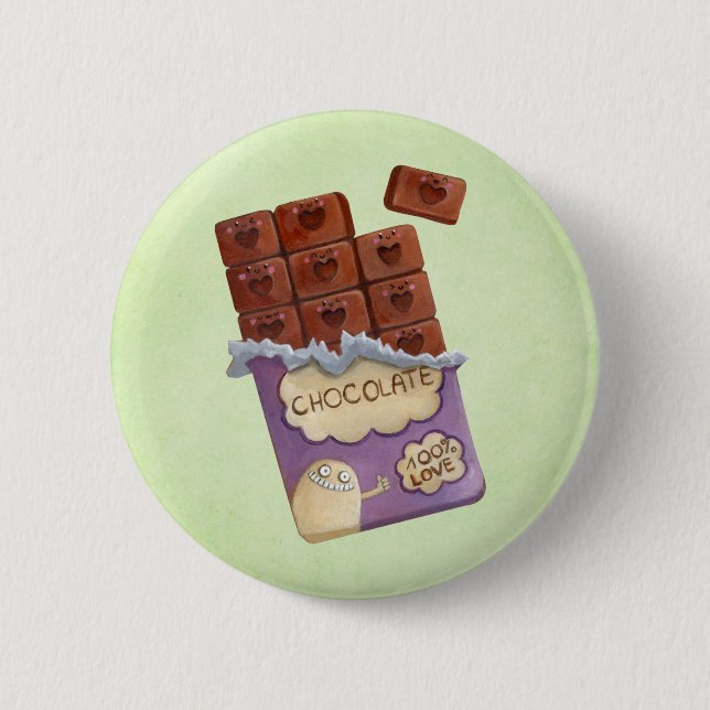 I love Chocolate 2 Inch Round Button (Front)