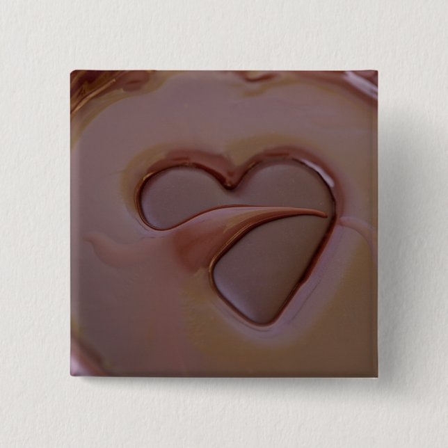 I love chocolate 2 inch square button (Front)