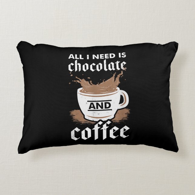 I Love Chocolate And Coffee Accent Pillow (Front)