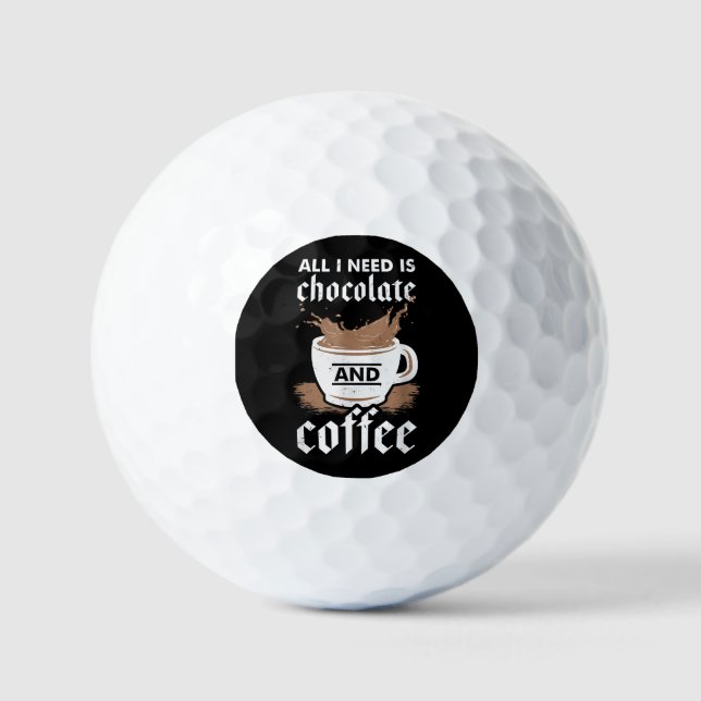 I Love Chocolate And Coffee Golf Balls (Front)
