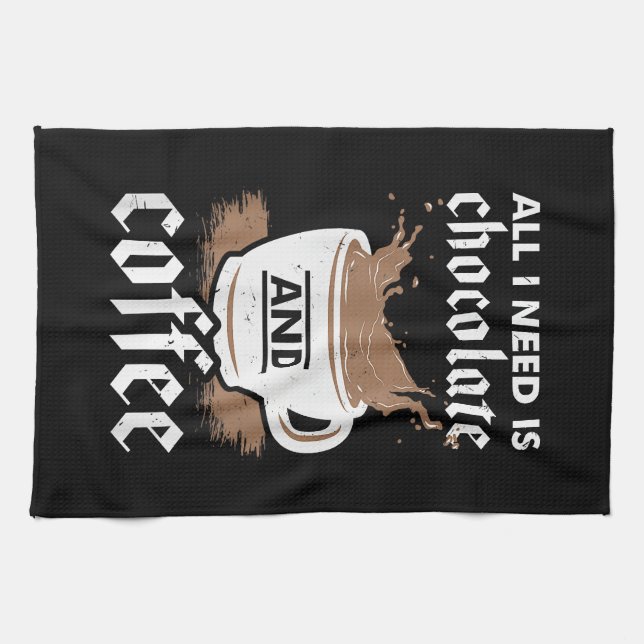 I Love Chocolate And Coffee Kitchen Towel (Horizontal)