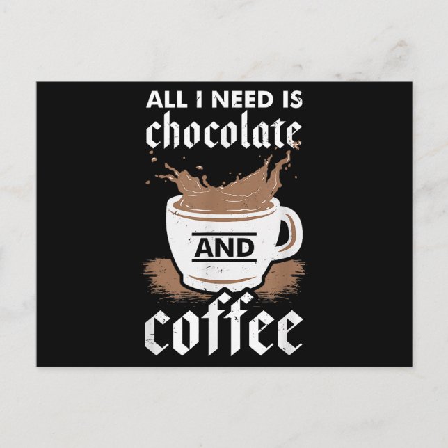 I Love Chocolate And Coffee Postcard (Front)