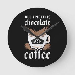 I Love Chocolate And Coffee Round Clock