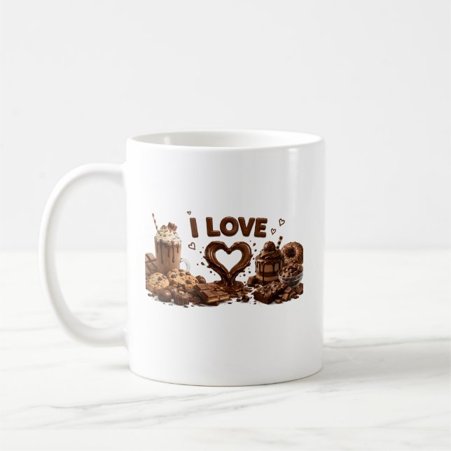I Love Chocolate Coffee Mug  (Left)
