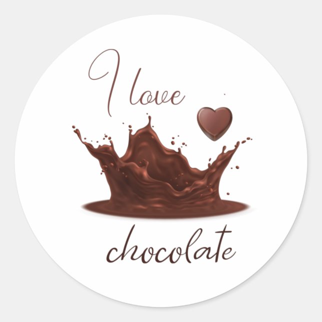 I love chocolate ,funny hot chocolate day classic round sticker (Front)