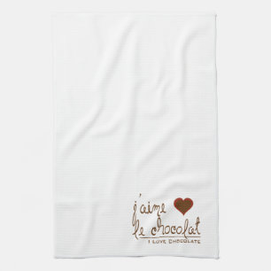 I Love Chocolate, in French! Kitchen Towel