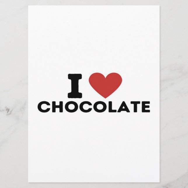 I Love Chocolate Simple- Cute Chocolate Lover Gift Menu (Front)