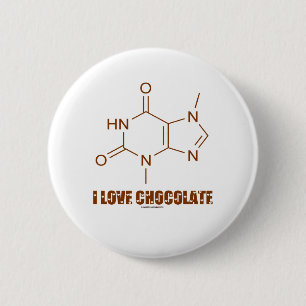 I Love Chocolate (Theobromine Chemical Molecule) 2 Inch Round Button