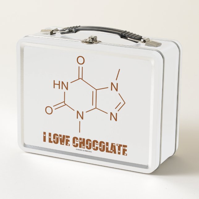 I Love Chocolate Theobromine Molecule Chemistry Metal Lunch Box (Front)