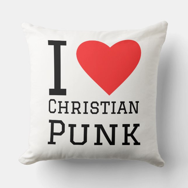 I love Christian punk square sticker Throw Pillow (Front)