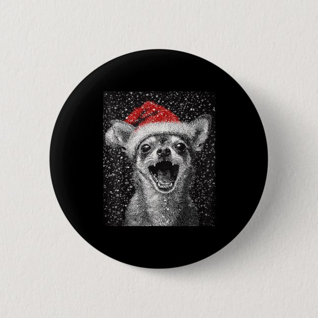 I Love Christmas Chihuahua  2 Inch Round Button (Front)