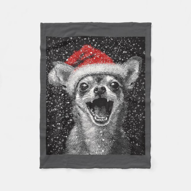 I Love Christmas Chihuahua  Fleece Blanket (Front)