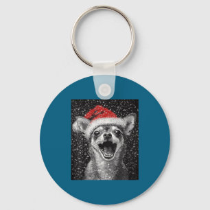 I Love Christmas Chihuahua  Keychain