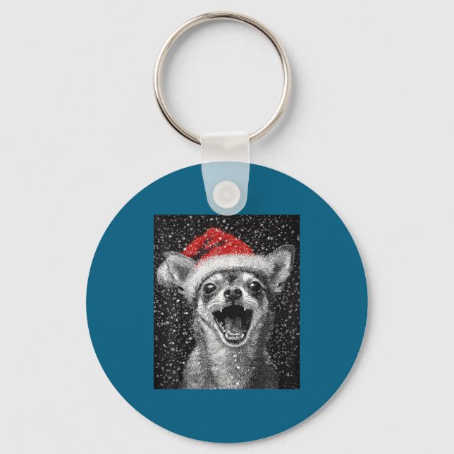 I Love Christmas Chihuahua  Keychain (Front)