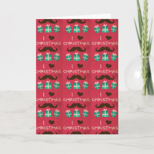 I Love Christmas Mustache Carte de voeux