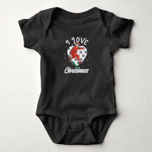 I Love Christmas Snowboarding Santa Claus Funny Baby Bodysuit