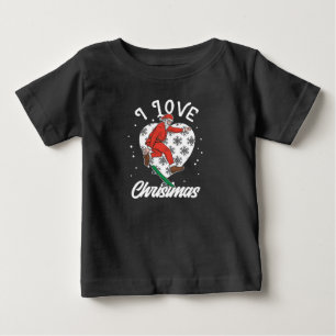 I Love Christmas Snowboarding Santa Claus Funny Baby T-Shirt