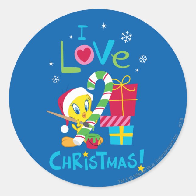 I Love Christmas - TWEETY™ Classic Round Sticker (Front)