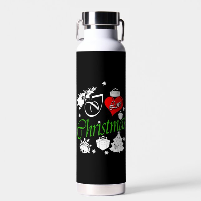 I Love Christmas    Water Bottle (Front)
