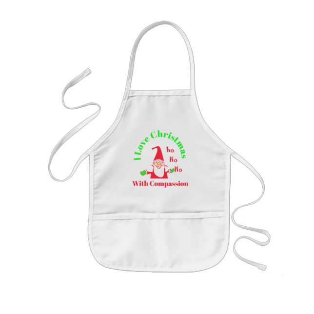 I Love Christmas With Compassion  Santa HoHoHo Kids Apron (Front)