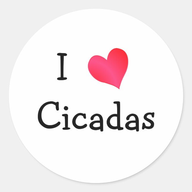 I Love Cicadas Classic Round Sticker (Front)
