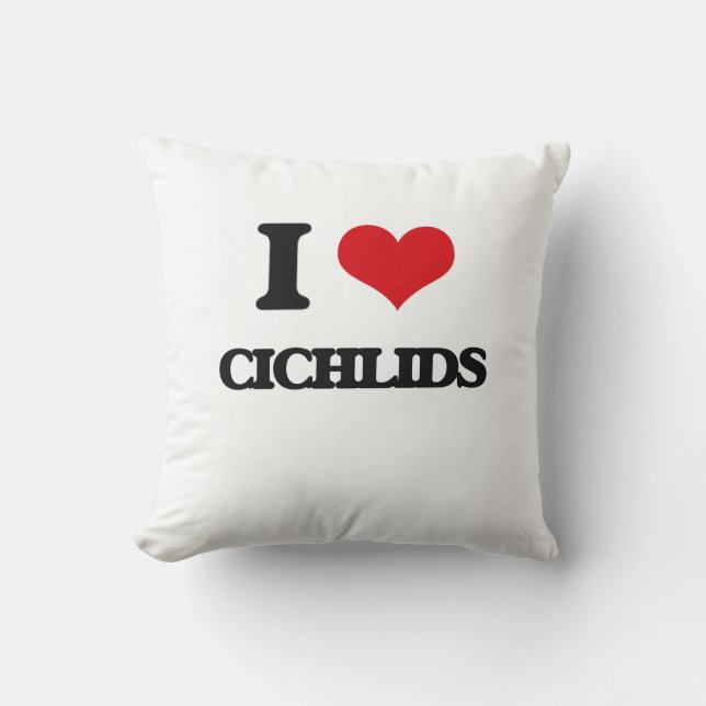 I love Cichlids Throw Pillow (Front)